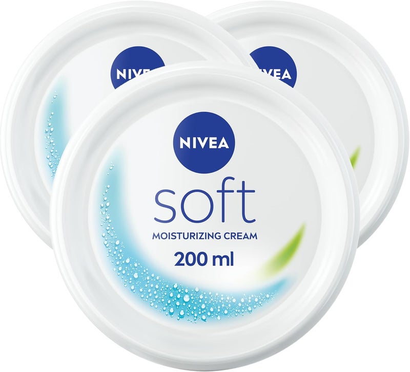 Nivea كريم نيفيا سوفت المرطب، منعش للوجه والجسم واليدين، 3x200 مل - Image 1